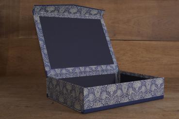 Archivbox mit Jugendstilmuster blau Papeterie Schreibweise